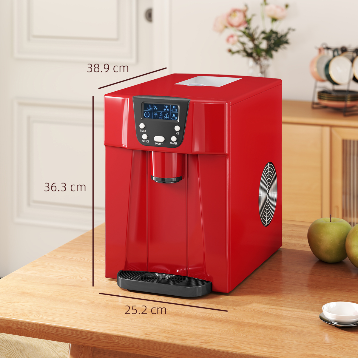 HOMCOM Ice Maker & Water Dispenser, 12kg/Day, 9 Cubes in 6-10 Mins