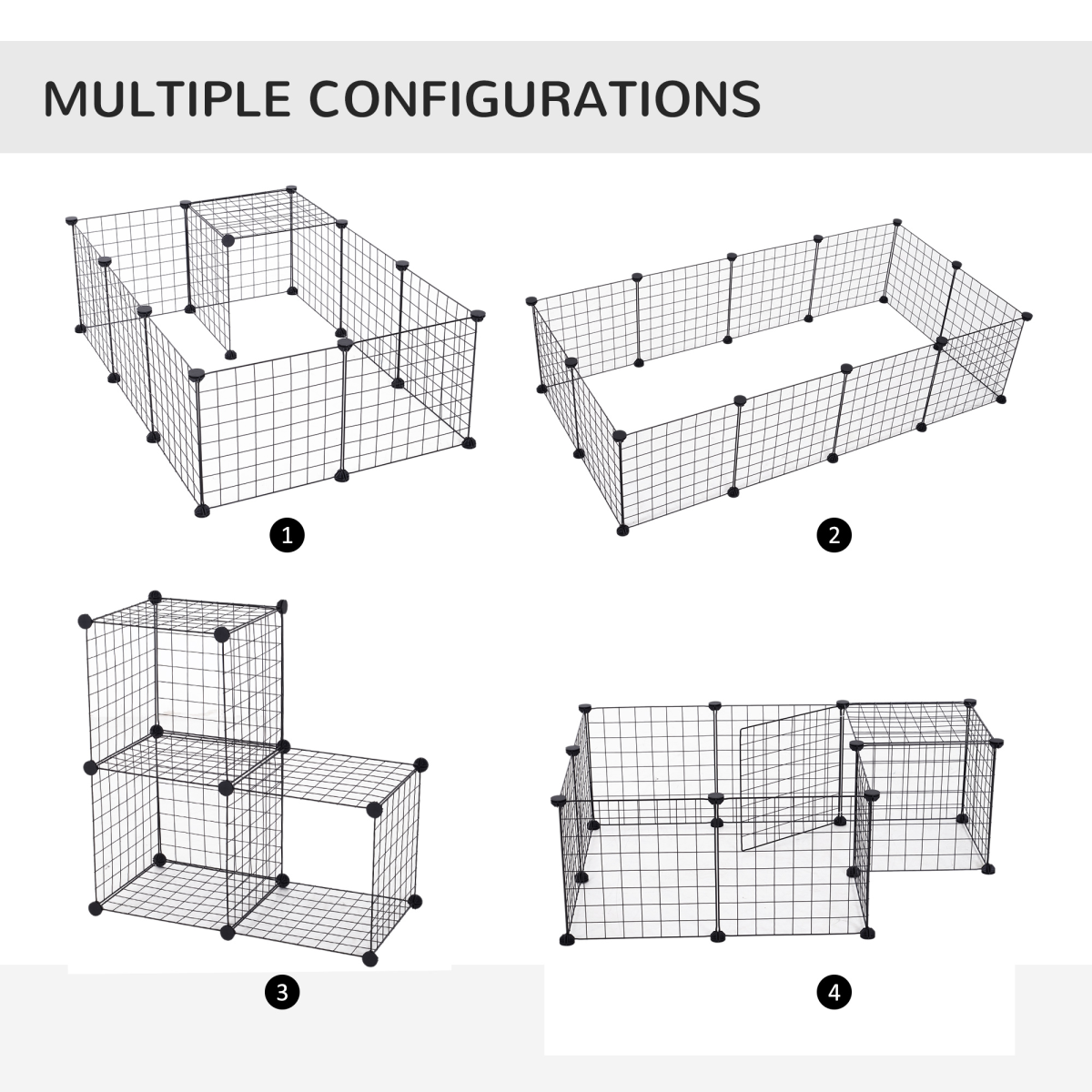 PawHut DIY 12-Panel Metal Wire Pet Playpen for Guinea Pigs and Small Animals, Black