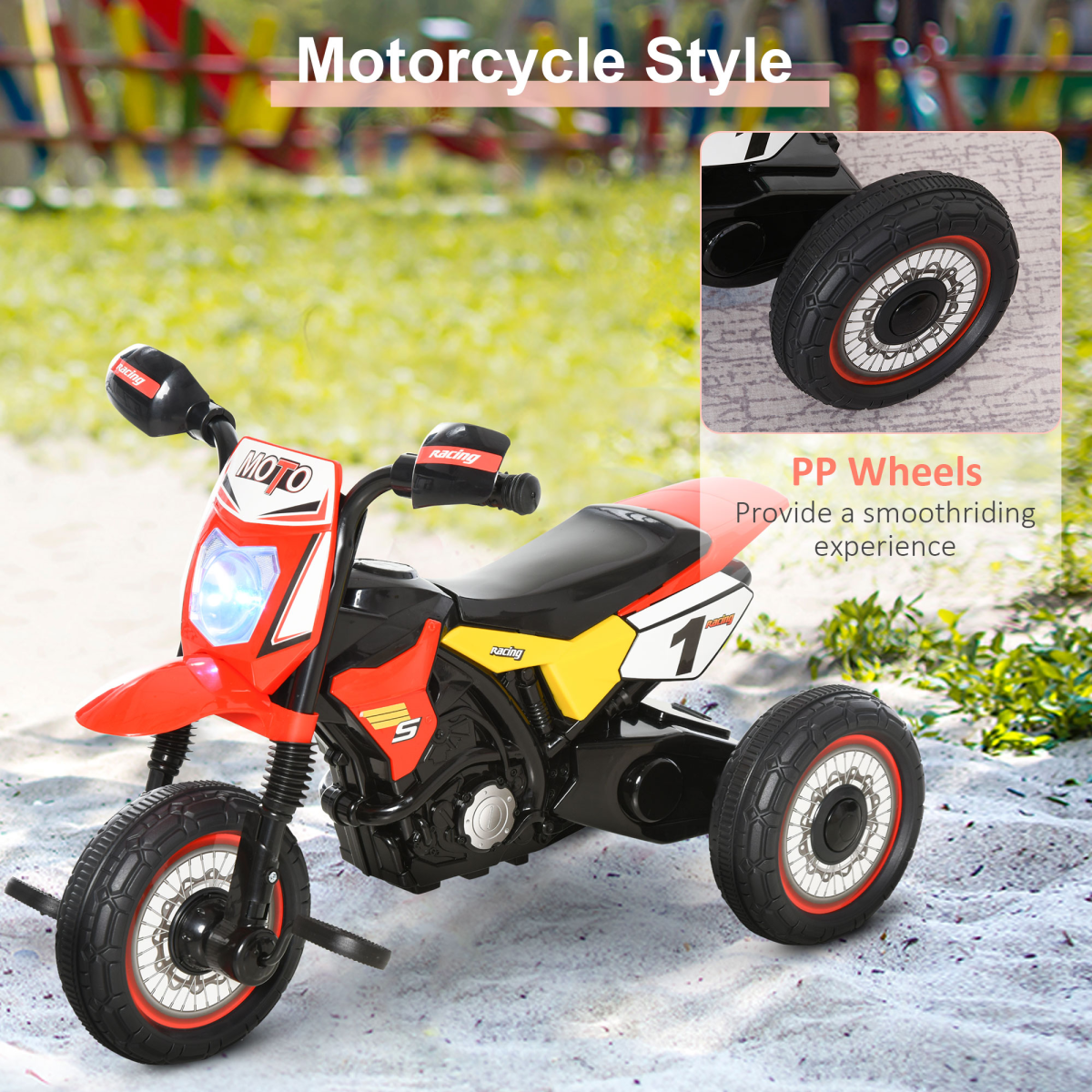 HOMCOM Toddler Pedal Tricycle Ride-On with Music and Lights, 18-36 Months, Red