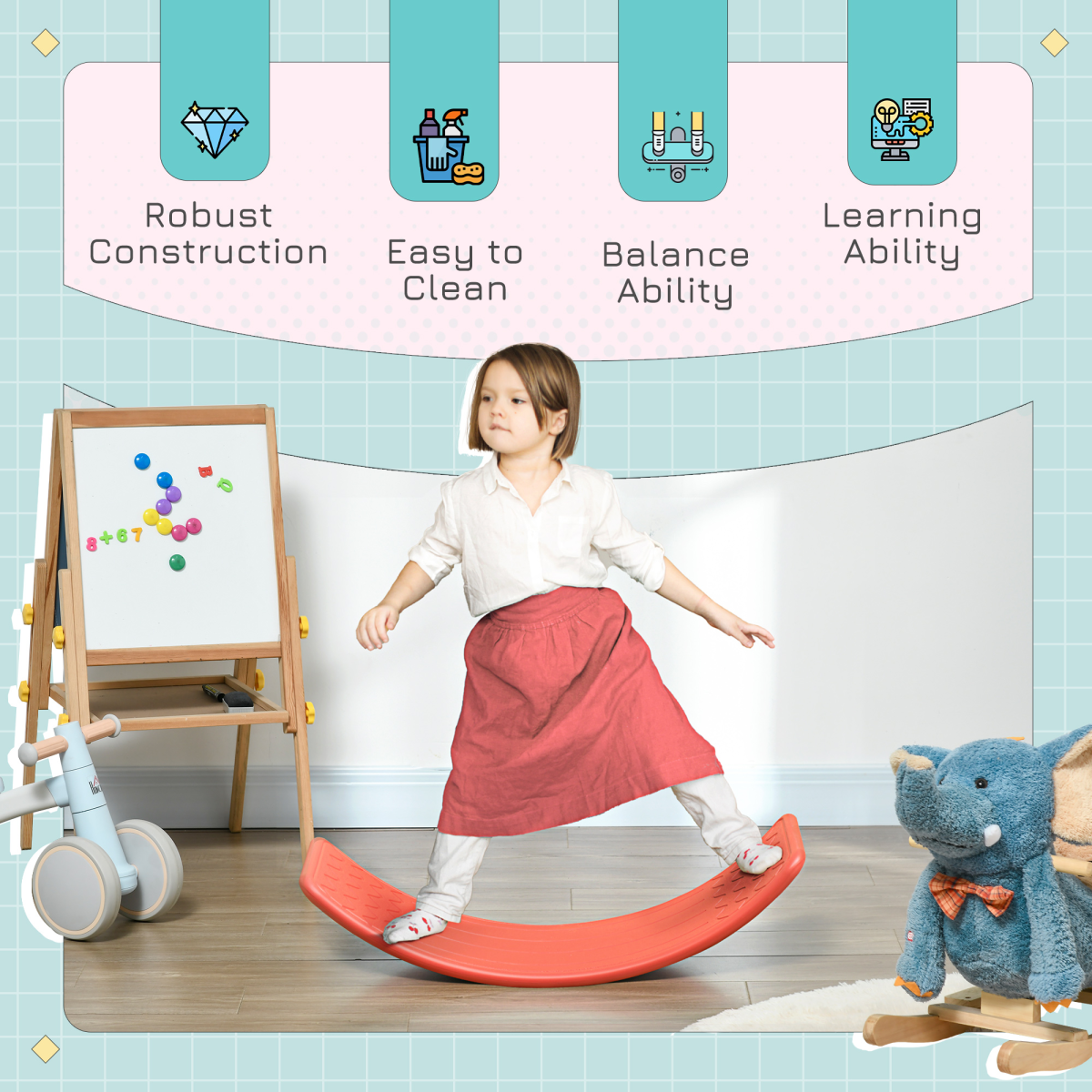 ZONEKIZ Kids Balance Wobble Board, Montessori Toy for Ages 3-6
