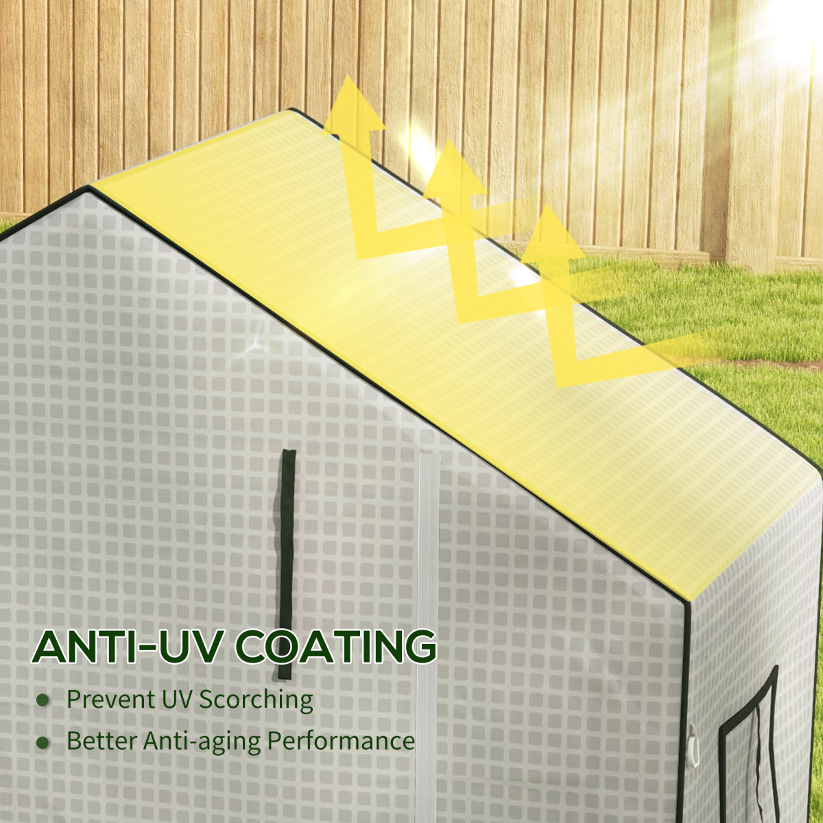 Outsunny PE Greenhouse Cover Replacement with Door and Mesh Windows, White, for SKU 845-511, 845-944V00WT
