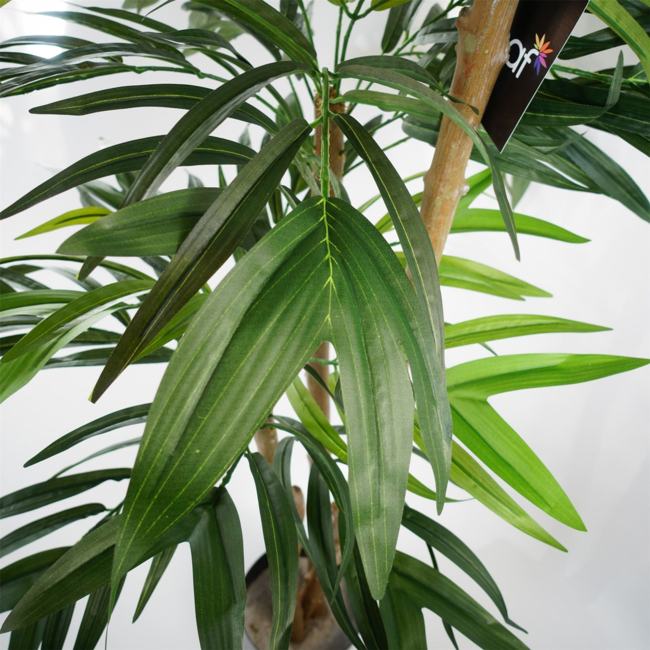 140cm UV Resistant Artificial Mango Leaf Tree with Natural Wood Trunk, Potted Indoor/Outdoor Plant