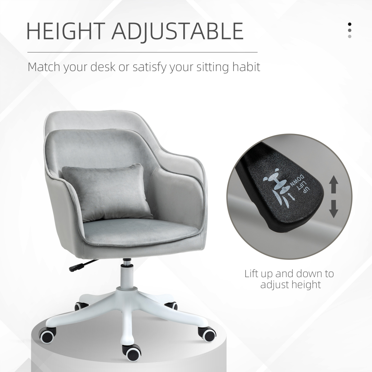 Vinsetto USB-Powered Massage Office Chair with Lumbar Pillow, Wheels
