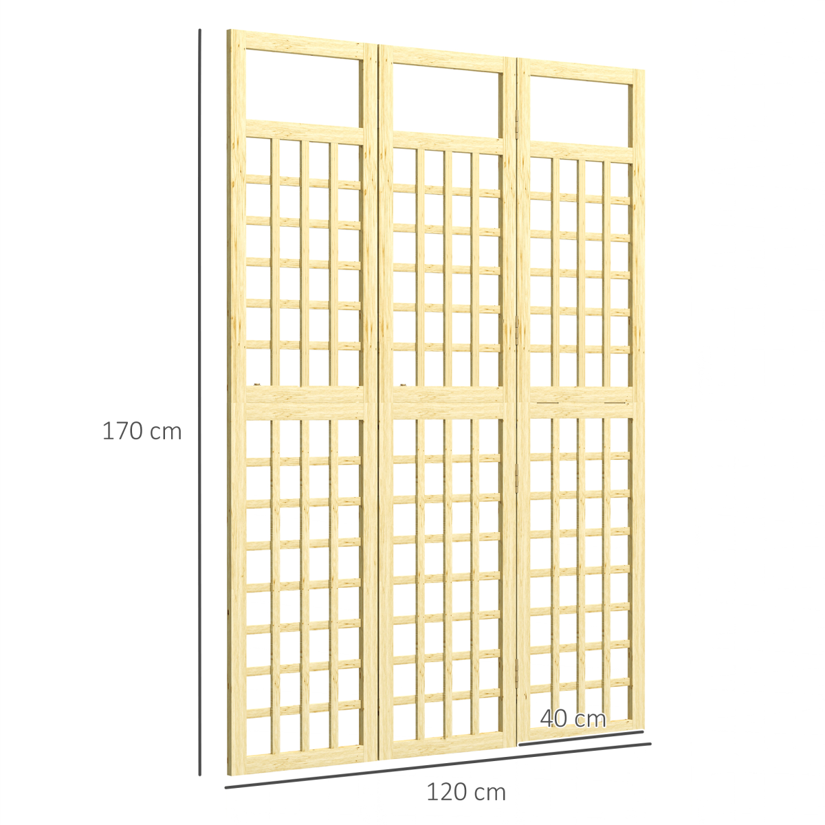 Outsunny Folding 3-Panel Fir Wood Garden Privacy Screen