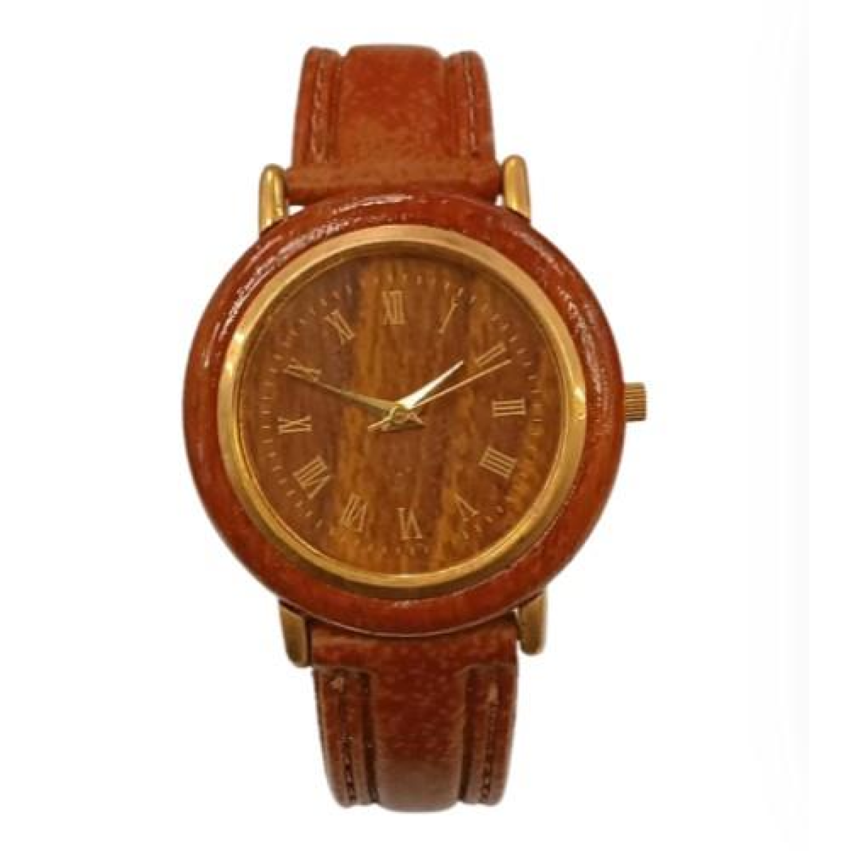 Imperial Ladies Leather Strap Watch with Wood Matt Brown Gold Trim Ball Pen IMP358R Watch Gift Set - CLEARANCE NEEDS RE-BATTERY & Refill