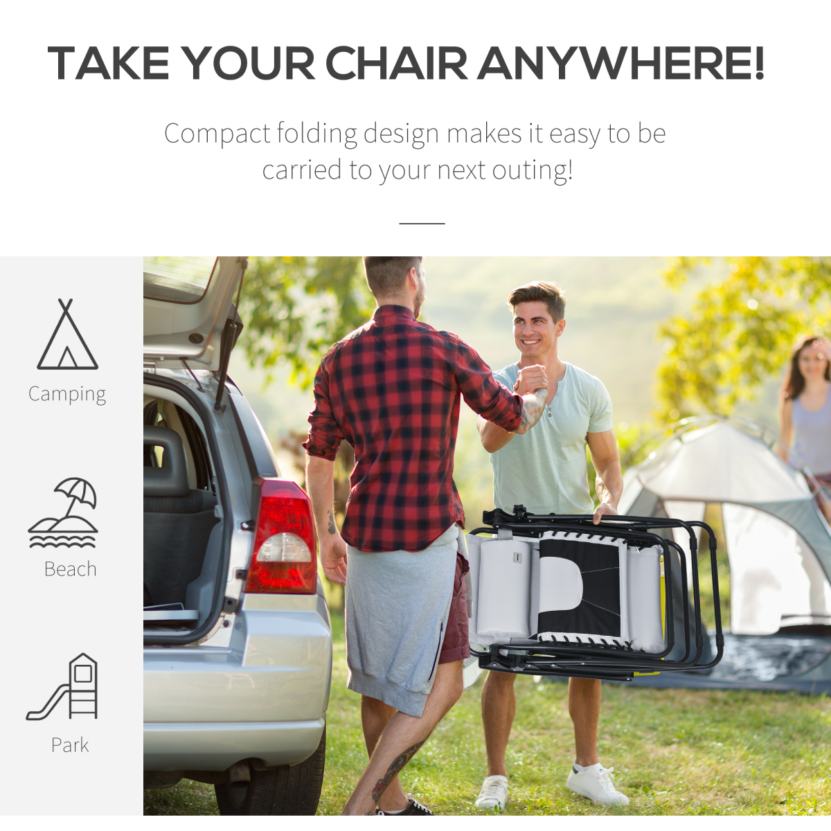 Outsunny Zero Gravity Folding Recliner with Cup Holder Tray, Adjustable Light Grey