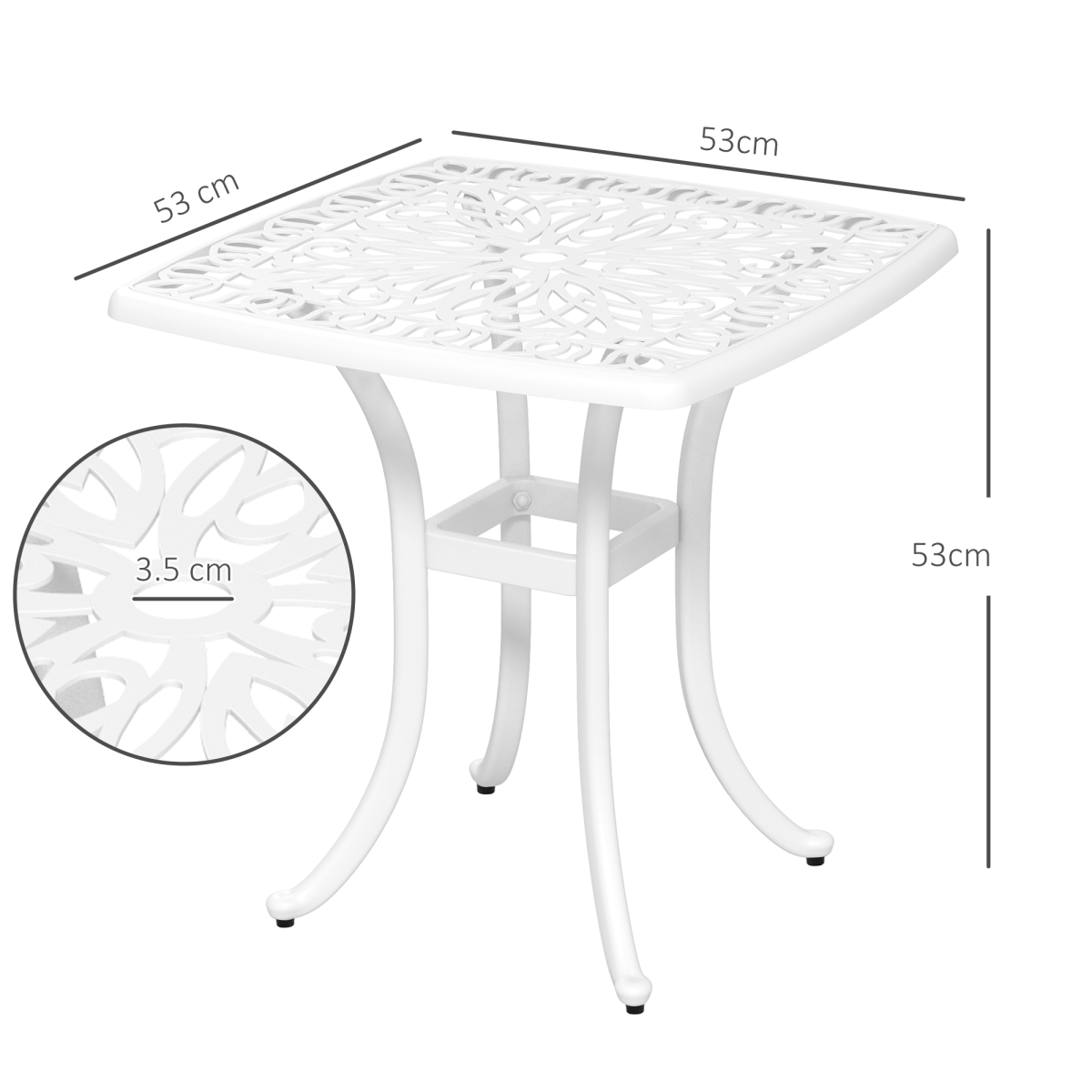 Outsunny White Cast Aluminium Bistro Table with Umbrella Hole