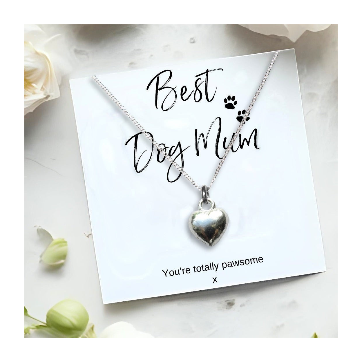 Small Best Dog Mum Gift Hamper Necklace Chocs & Candle