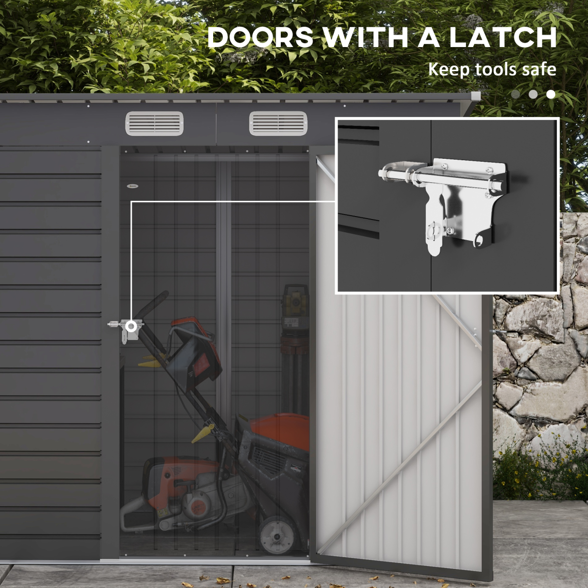 Outsunny 6.3 x 4.3ft Galvanised Steel Garden Shed with Lockable Door, Grey