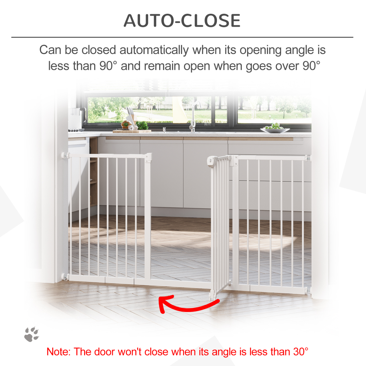 Adjustable White Safety Gate with 3 Extensions and 4 Screws