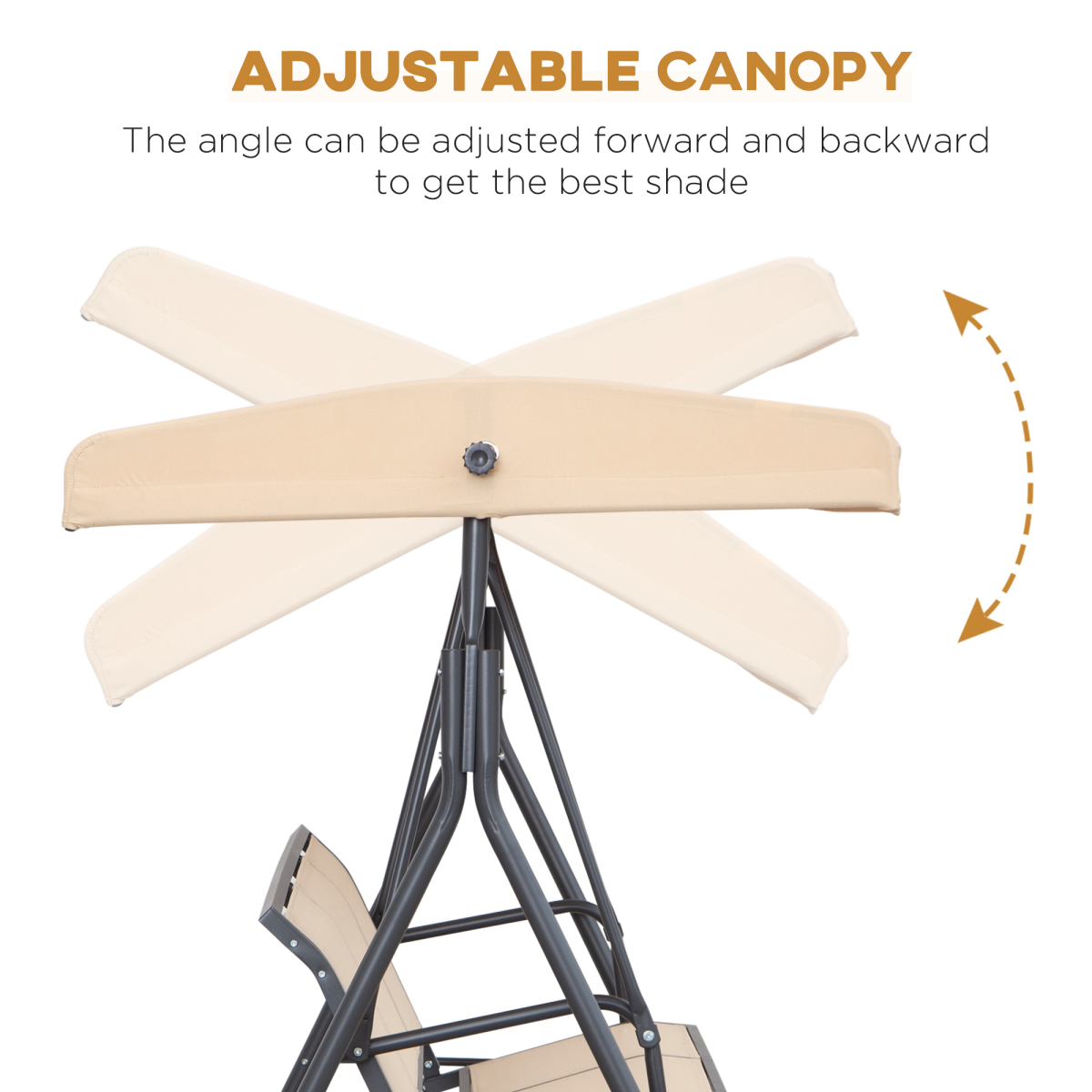 Outsunny 3-Seater Swing Chair with Weather-Resistant Canopy, Steel Frame, Beige