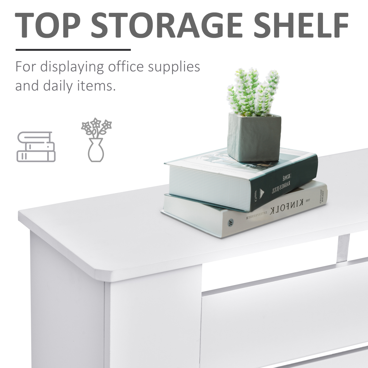 HOMCOM 152 cm White MDF Radiator Cover with Slatted Vents and Top Shelf