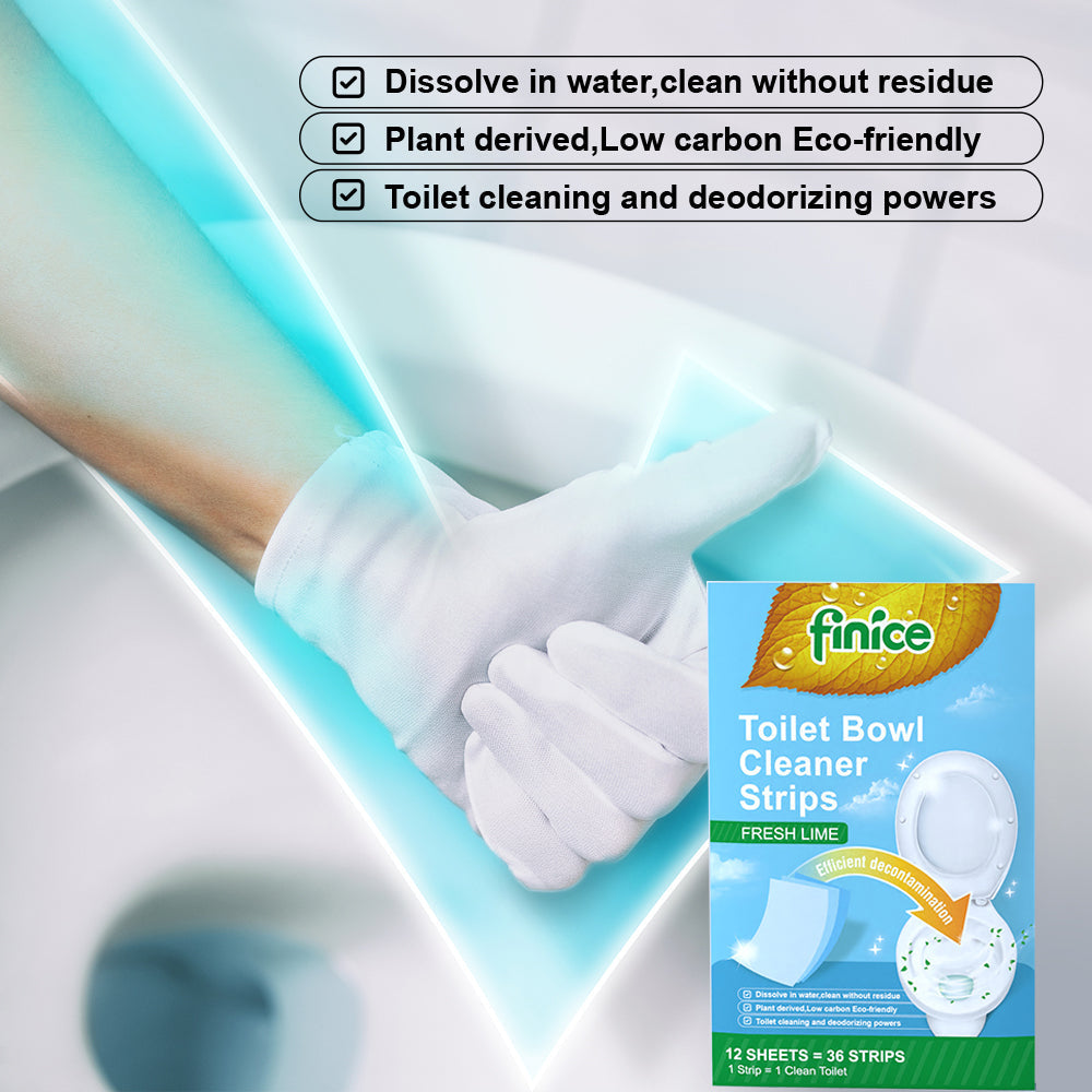 Finice Toilet Bowl Cleaner Strips – Plant-Based, Eco-Friendly, Fresh Lime, 36 Cleans