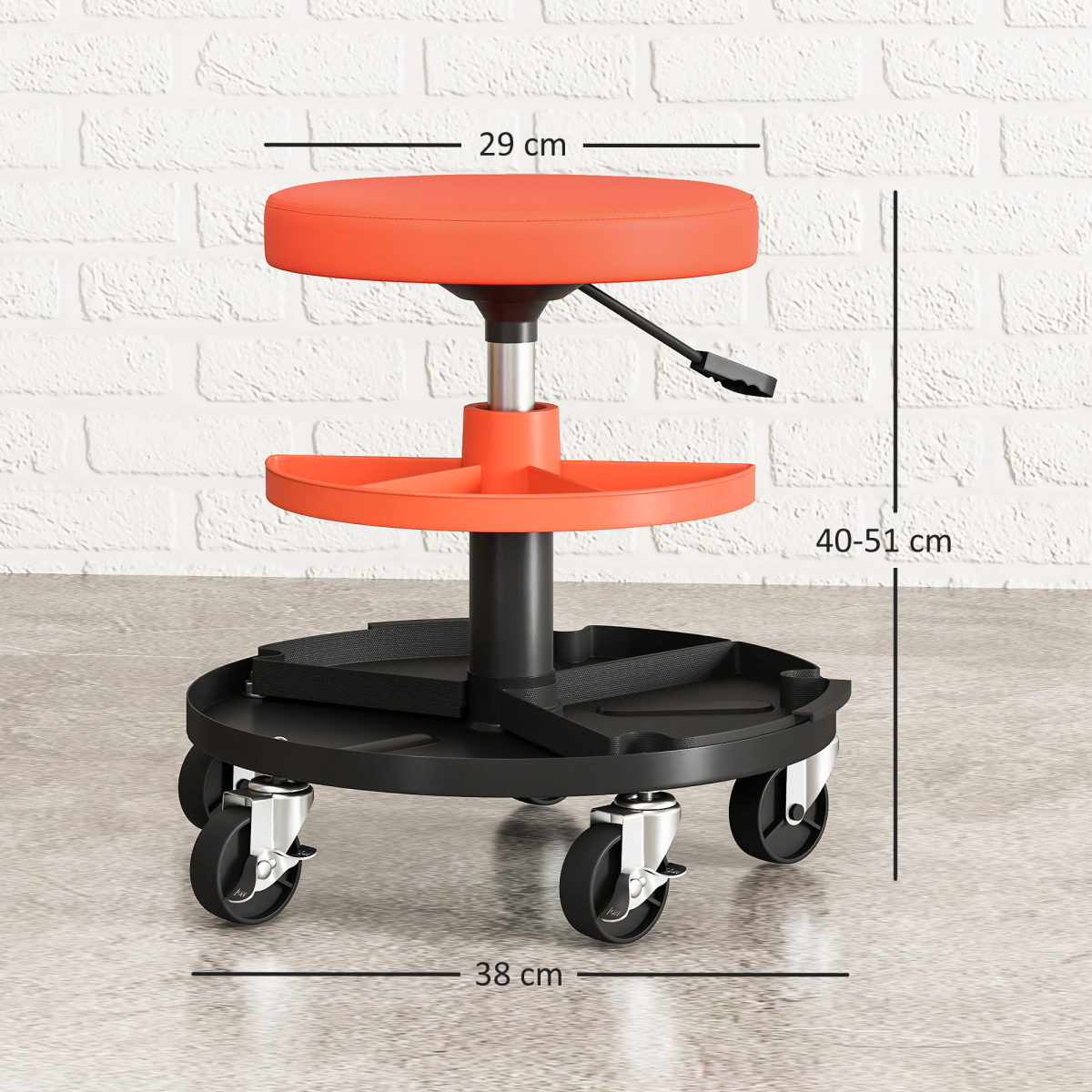 HOMCOM Rolling Mechanic Stool, 135kg, Height Adjustable, Yellow