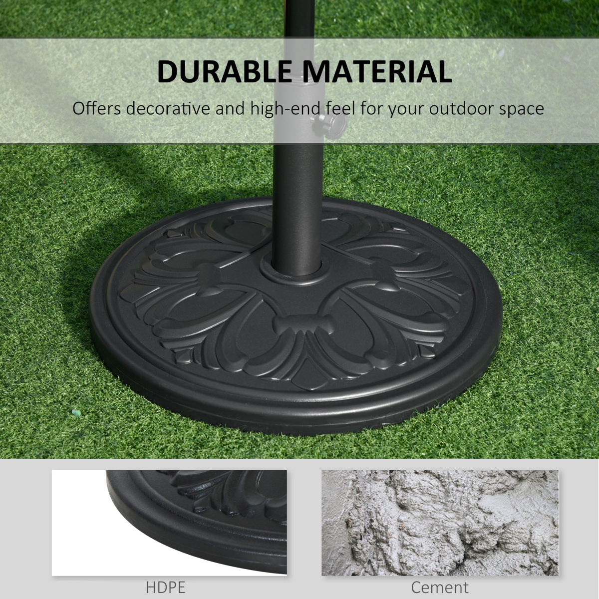 Outsunny 13kg Heavy Duty Parasol Base, Black, Fits 35-48mm Poles
