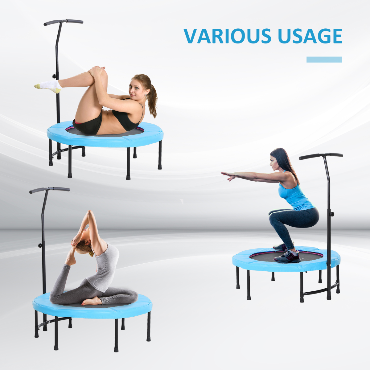 40in Kids & Adult Mini Trampoline Rebounder with Adjustable Handle