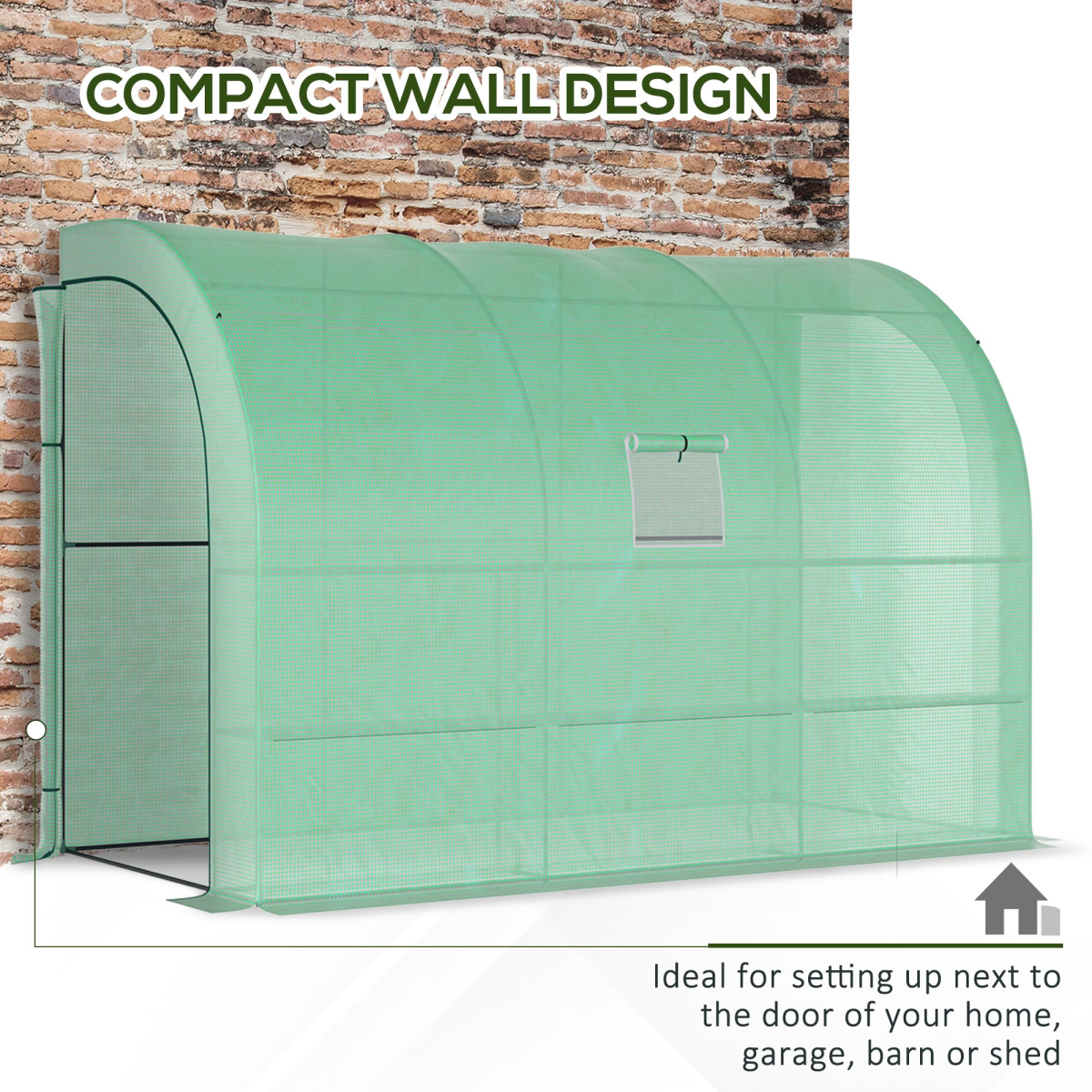 Outsunny Walk-In Greenhouse with PE Cover and 3-Tier Shelves, Green, 300 x 150 x 213 cm