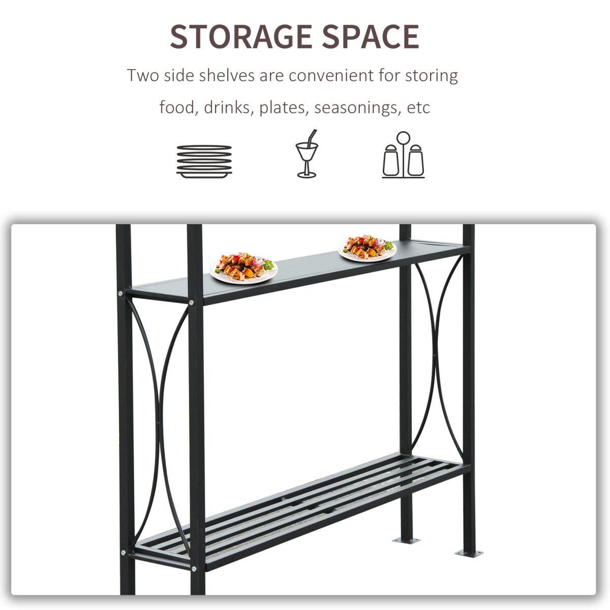Outsunny 2.5x1.5m BBQ Gazebo with 2 Side Tables, Flame-Resistant Canopy