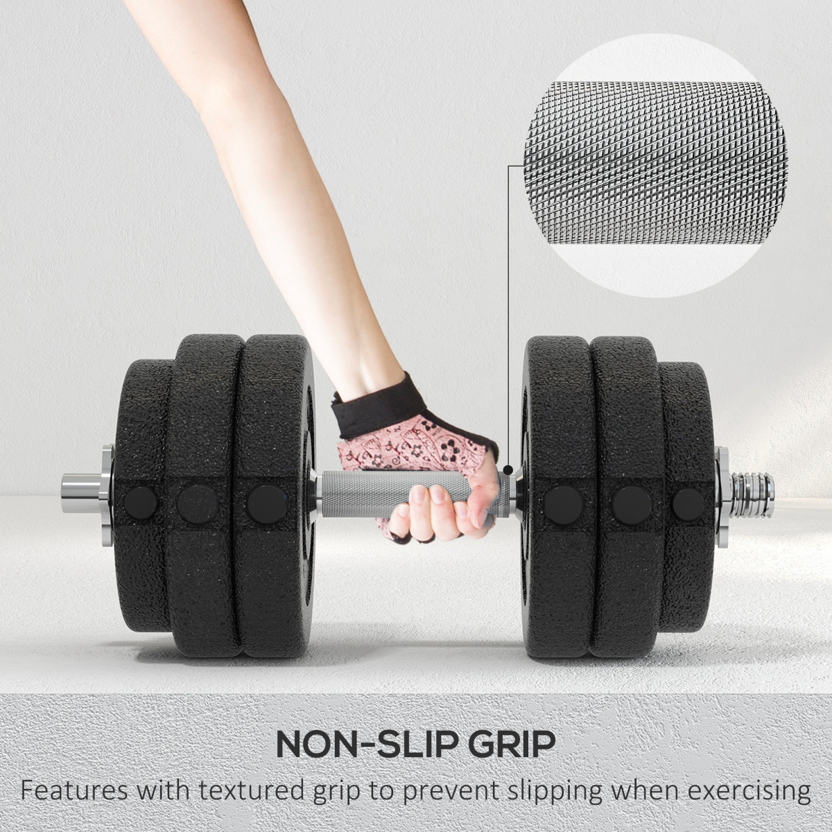 HOMCOM 30kg Adjustable Dumbbells Weight Set with Non-Slip Grips