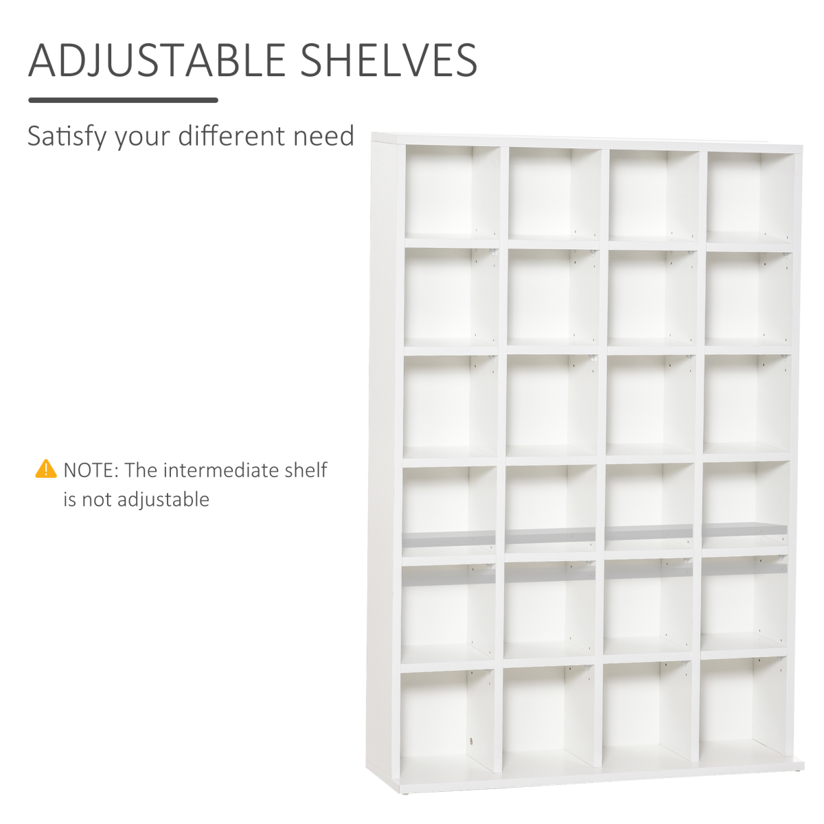 HOMCOM 6-Tier DVD CD Media Storage Cabinet with Adjustable Shelves, Wooden Media Bookcase Display