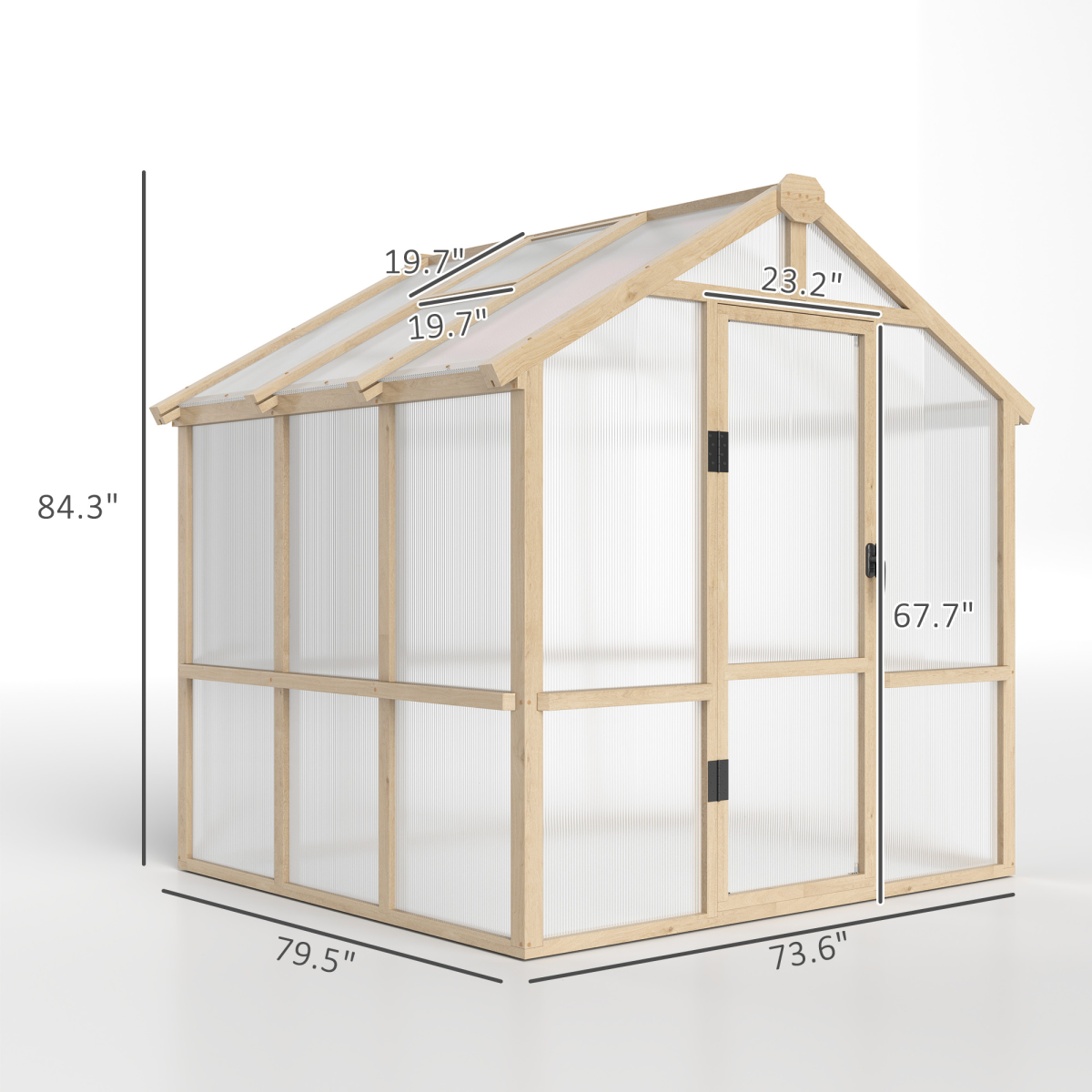 Outsunny Wooden Polycarbonate Greenhouse with Lockable Door, Brown