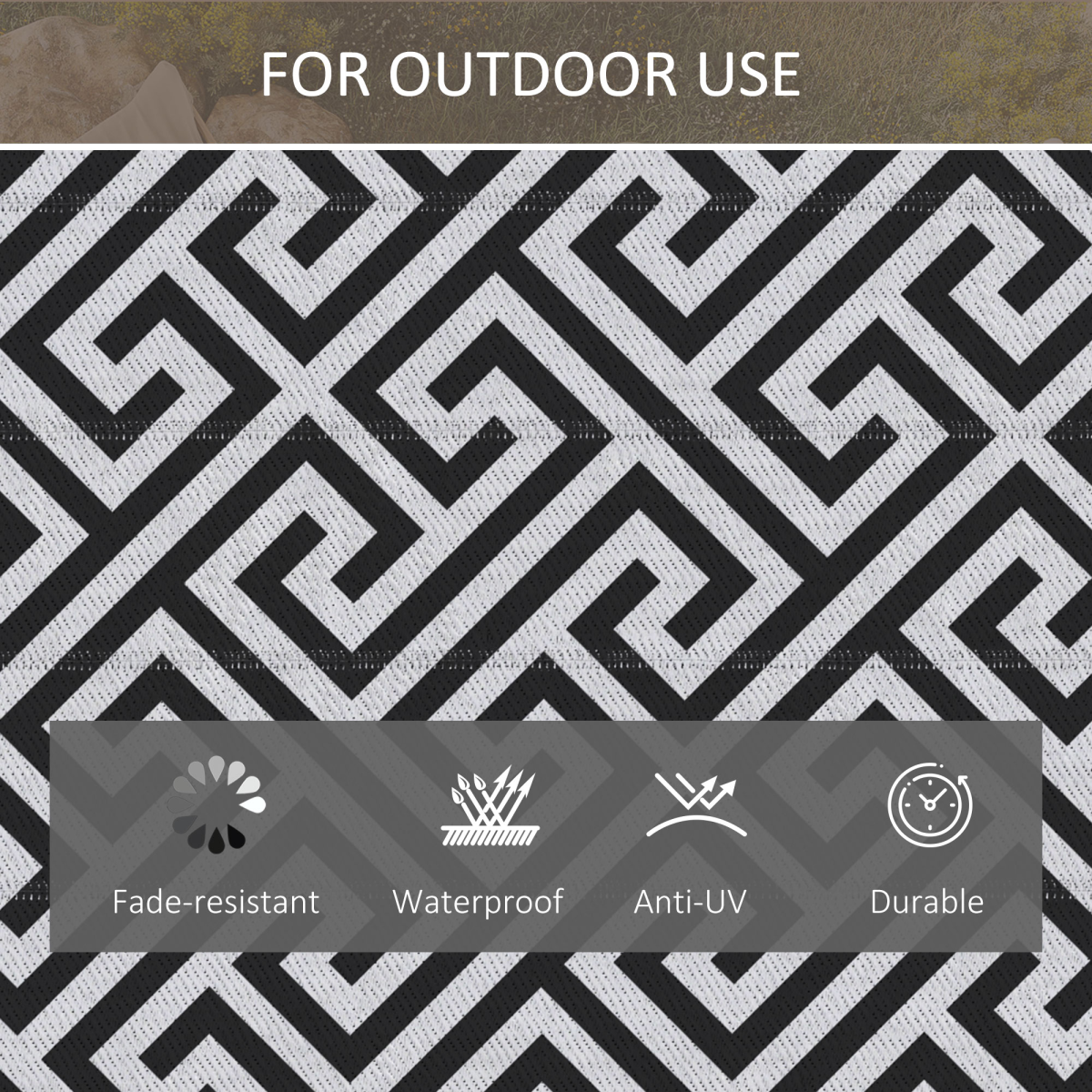 Reversible Portable Outdoor Rug 121x182cm Polypropylene