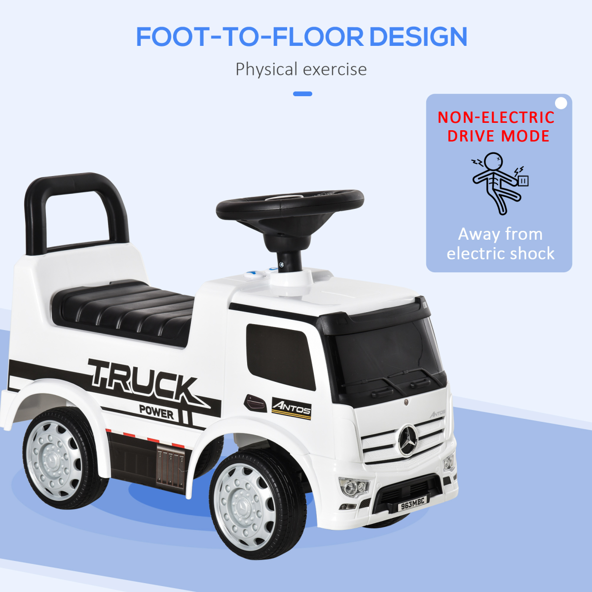 HOMCOM 3-in-1 Licensed Mercedes Ride-On Push Car with Under-Seat Storage for 12-36 Months White