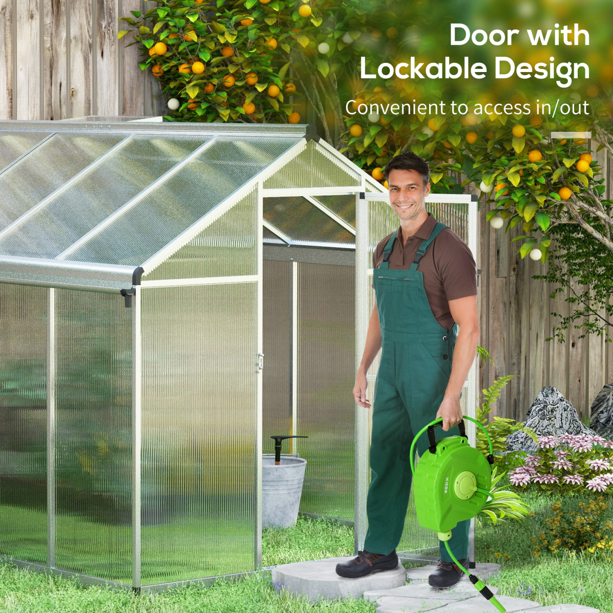 Outsunny 10x6ft Aluminium Greenhouse with Door, Window & Base