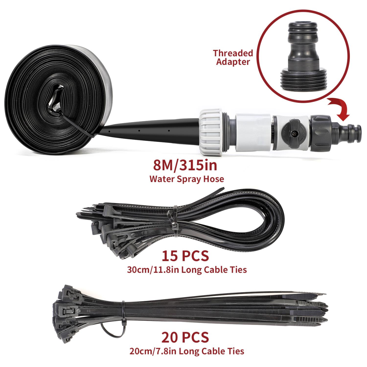 Vinsani 8m Garden Sprinkler with Adjustable On-Off Valve and Fixing Straps