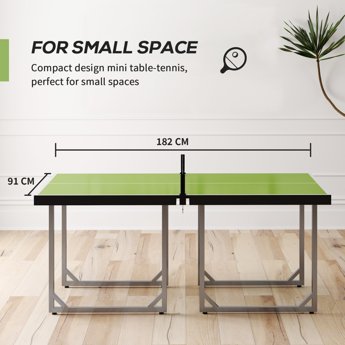 Tennis Table Ping Pong Foldable with Net Game Steel 182cm Indoor, Green HOMCOM