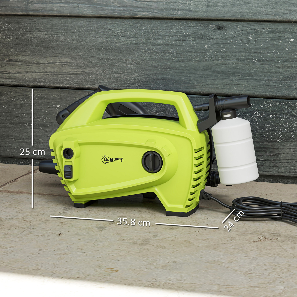 Outsunny 1600W 130 Bar Pressure Washer, 6m Hose, Green