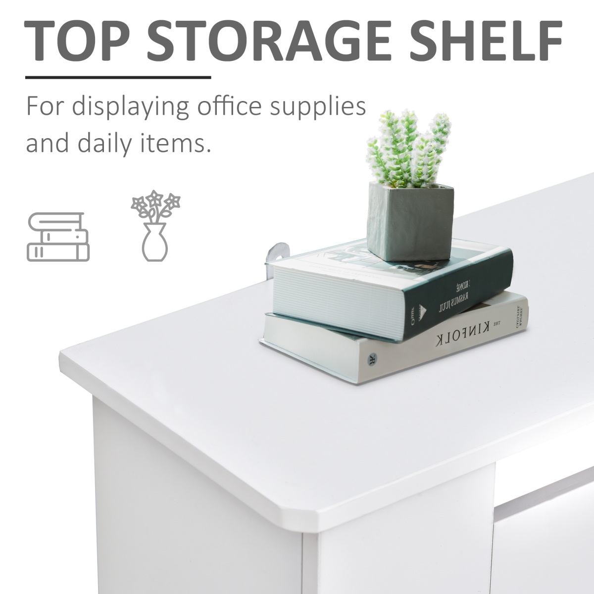 HOMCOM White Painted MDF Radiator Cover with Shelf and Slatted Vent for Home, Office and Hallway