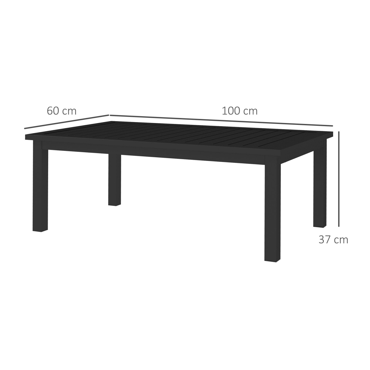 Outsunny Aluminium Outdoor Coffee Table, Slatted Top, Black