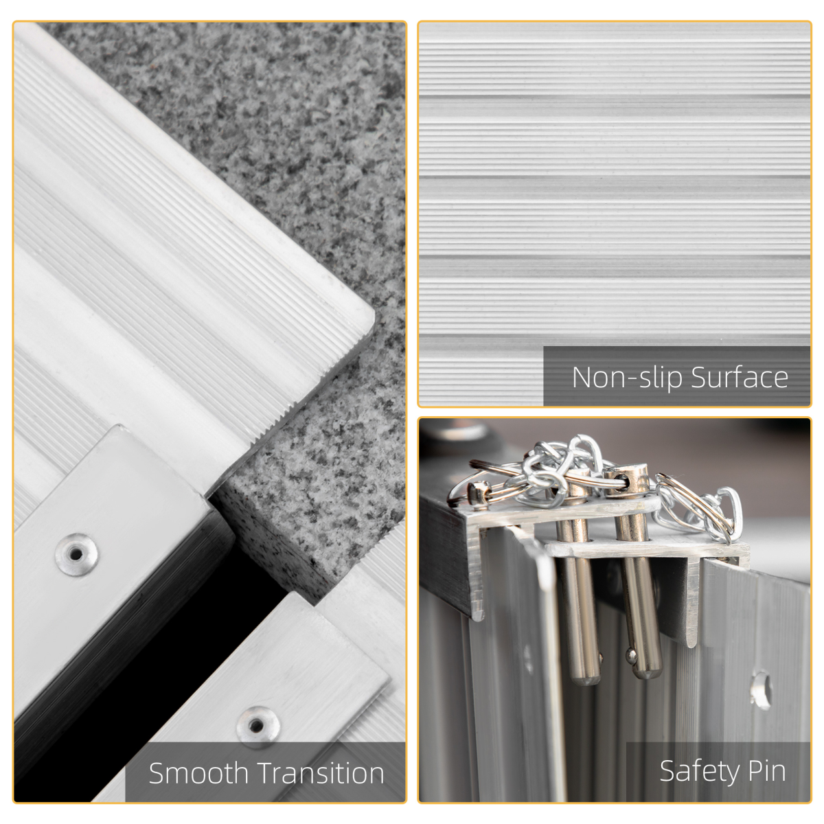 HOMCOM Foldable Aluminium Wheelchair Ramp with Carry Handle