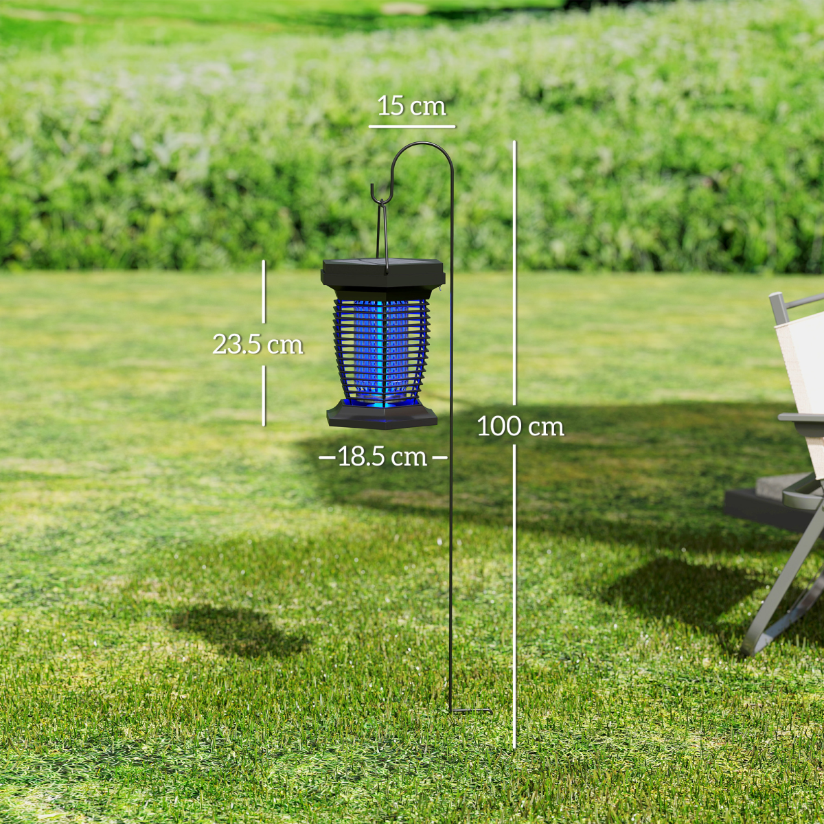 Outsunny 2-in-1 Electric Fly Zapper with UVA Light Garden Lantern