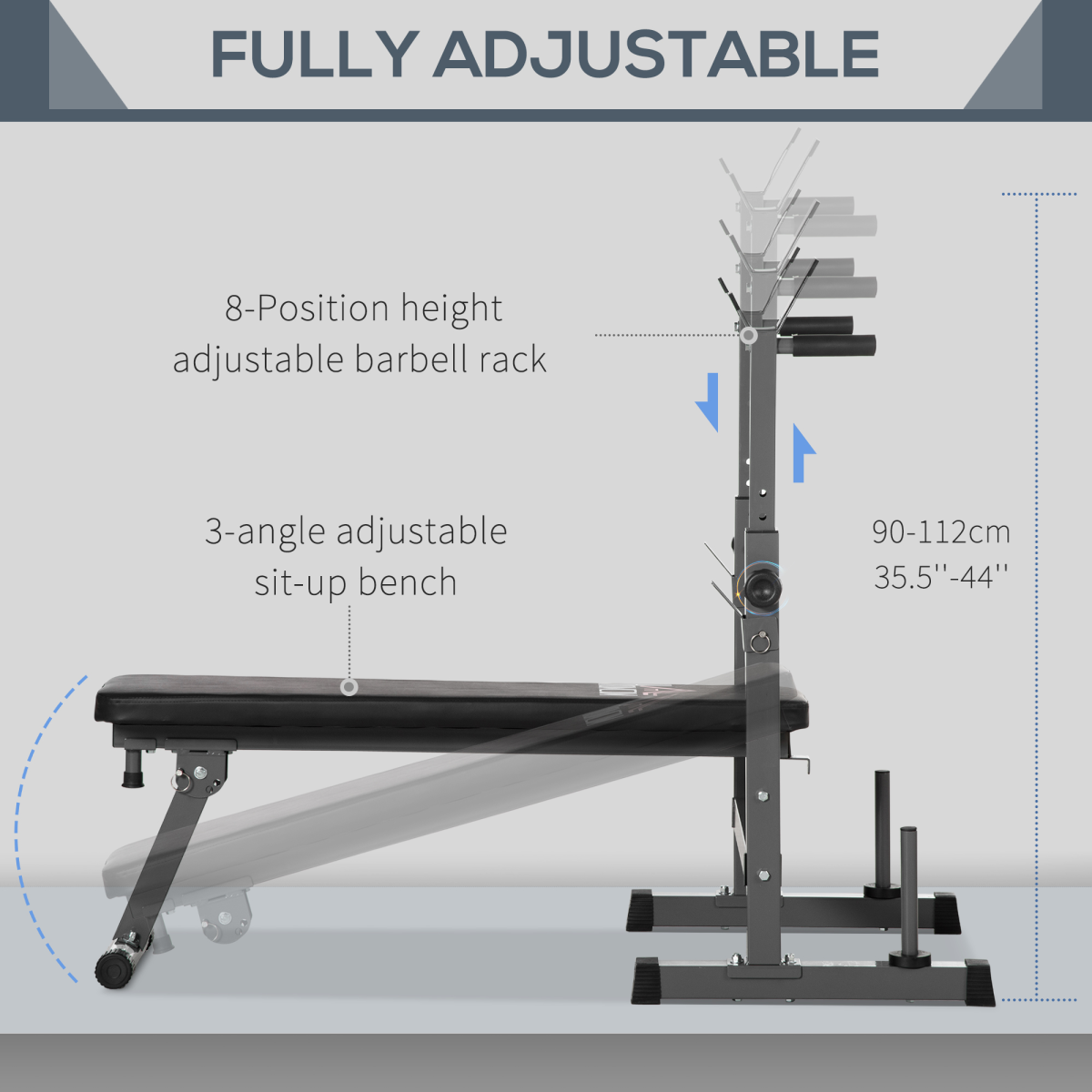 Foldable Adjustable Weight Bench with Barbell Rack and Dip Station