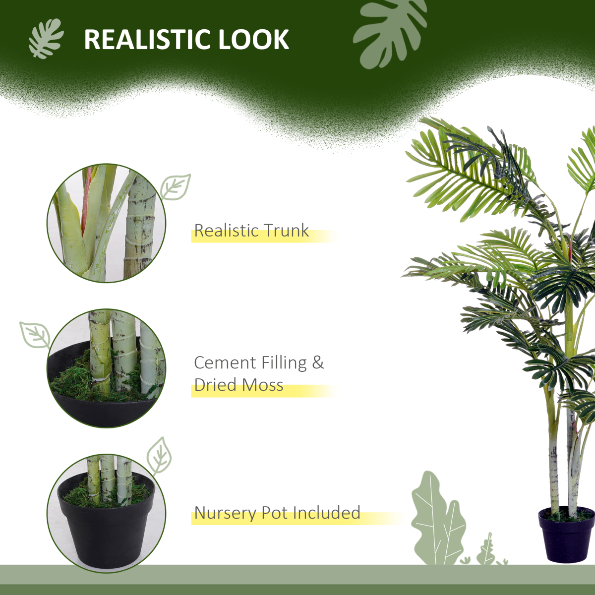 Outsunny Artificial Taro Plant Tree with Pot, 150cm
