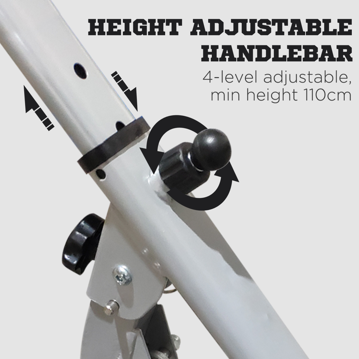 Foldable Adjustable Stepper Machine with Handlebar, Grey, Max Load 110kg
