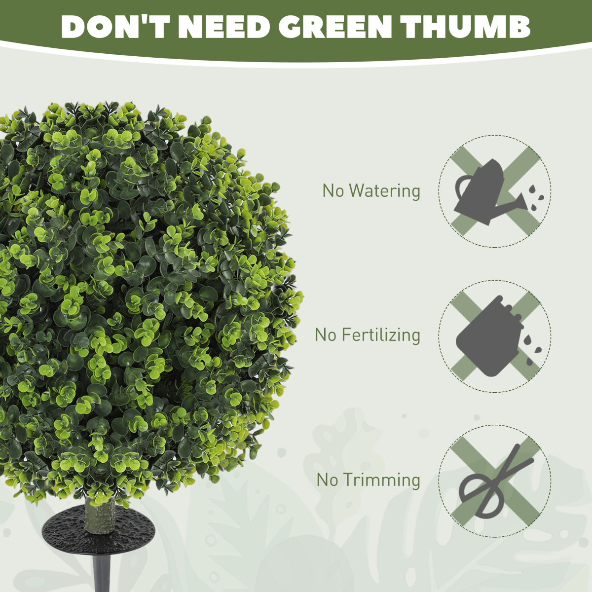 HOMCOM Set of 2 40cm Artificial Boxwood Topiary Balls Indoor Outdoor