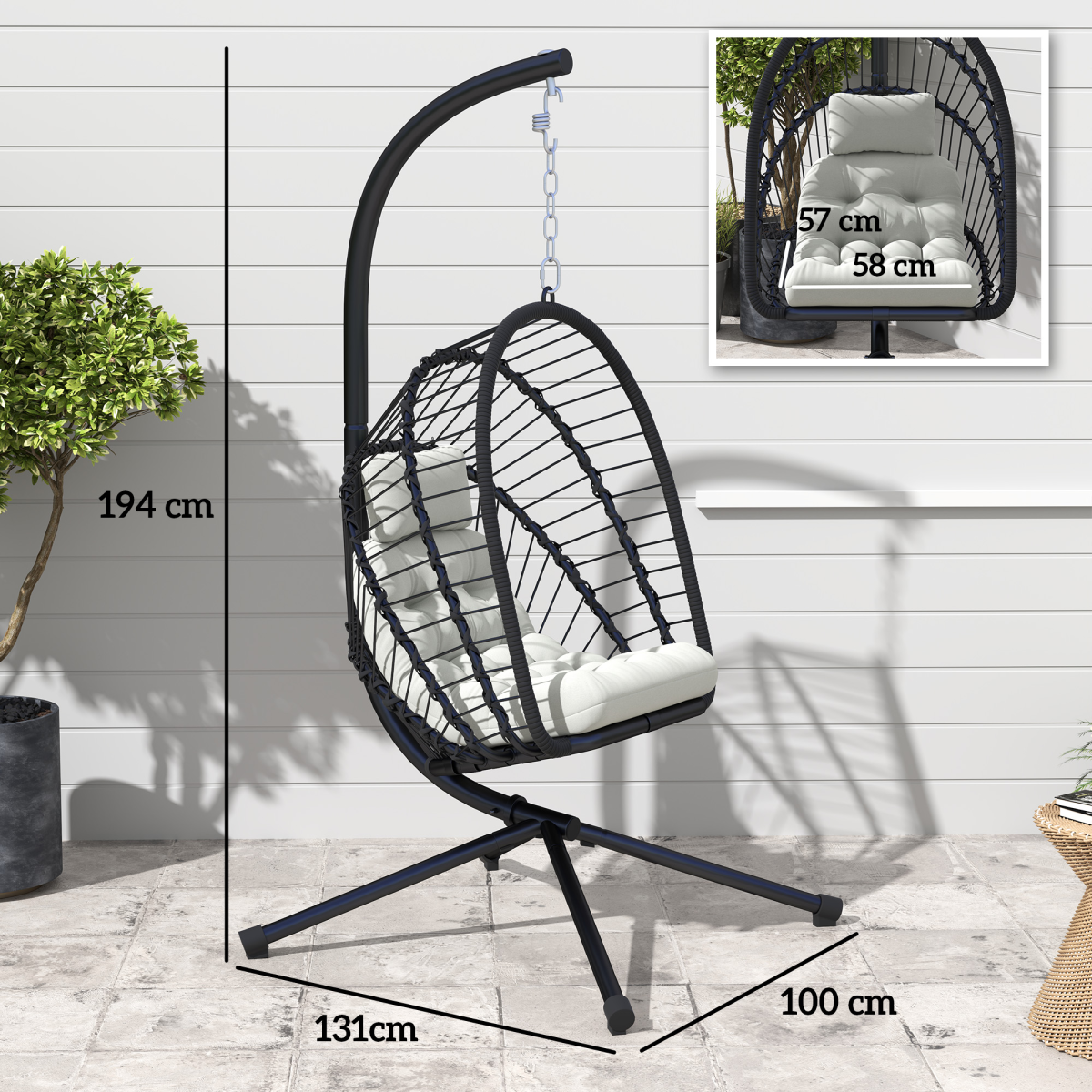 Outsunny Steel Frame Garden Storage Basket and Seat with Padded Cushion