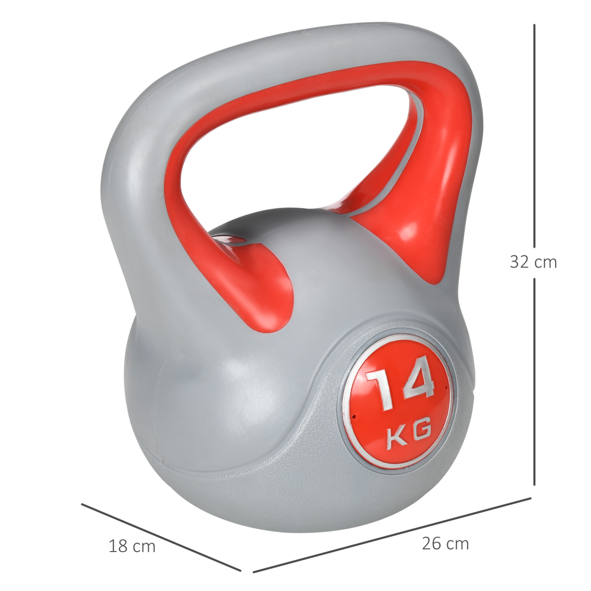 SPORTNOW 14kg Kettlebell with Handle for Home Gym, Red/Grey