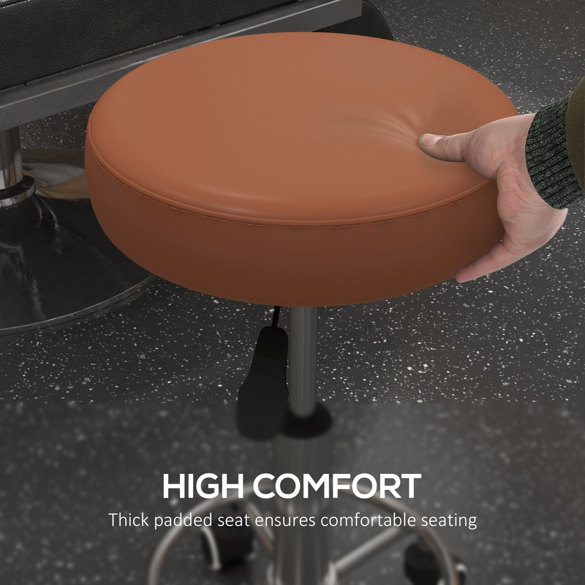 Vinsetto Adjustable Height PU Leather Salon Stool, Brown