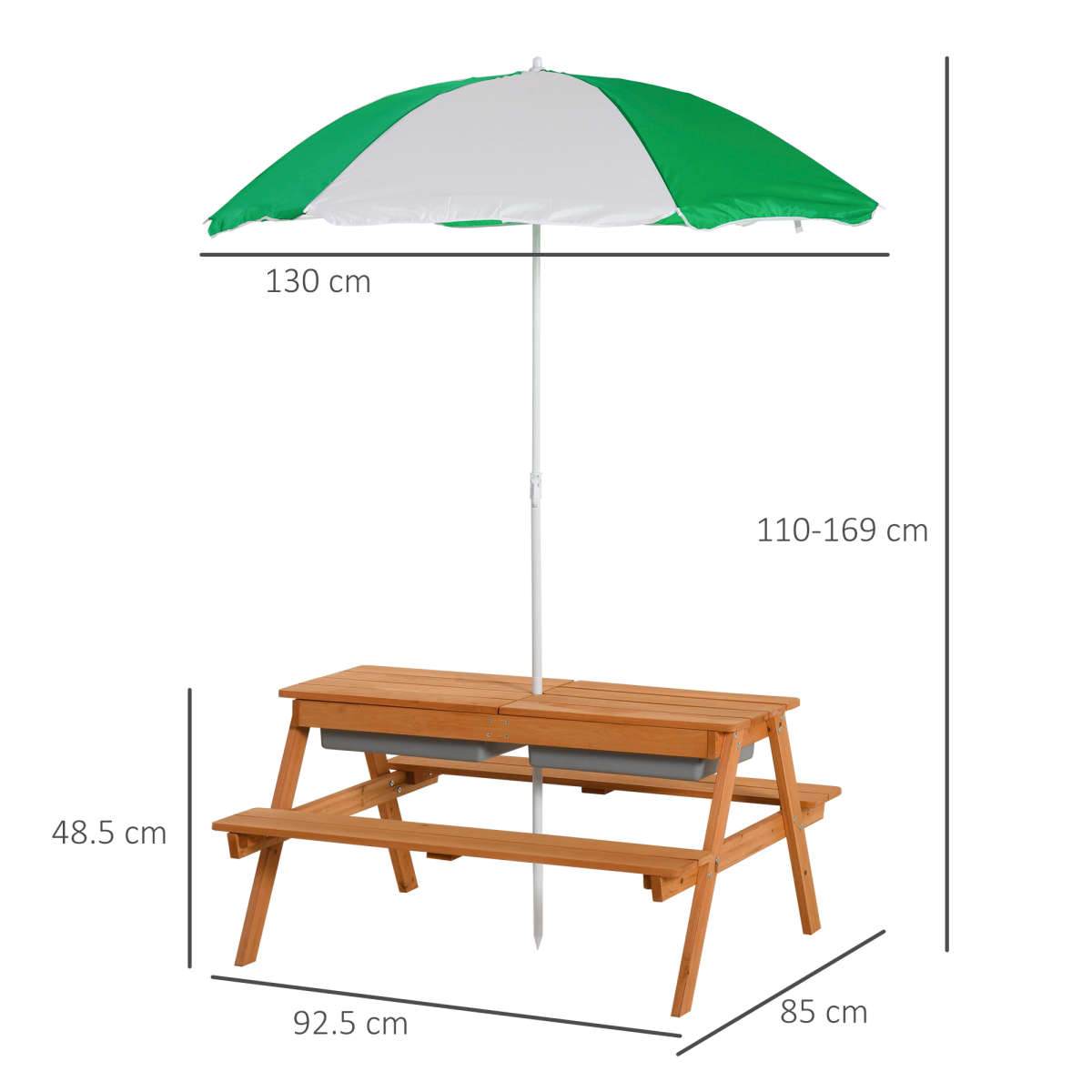 Outsunny Wooden Kids Picnic Table with Benches, Sand and Water Table, Brown
