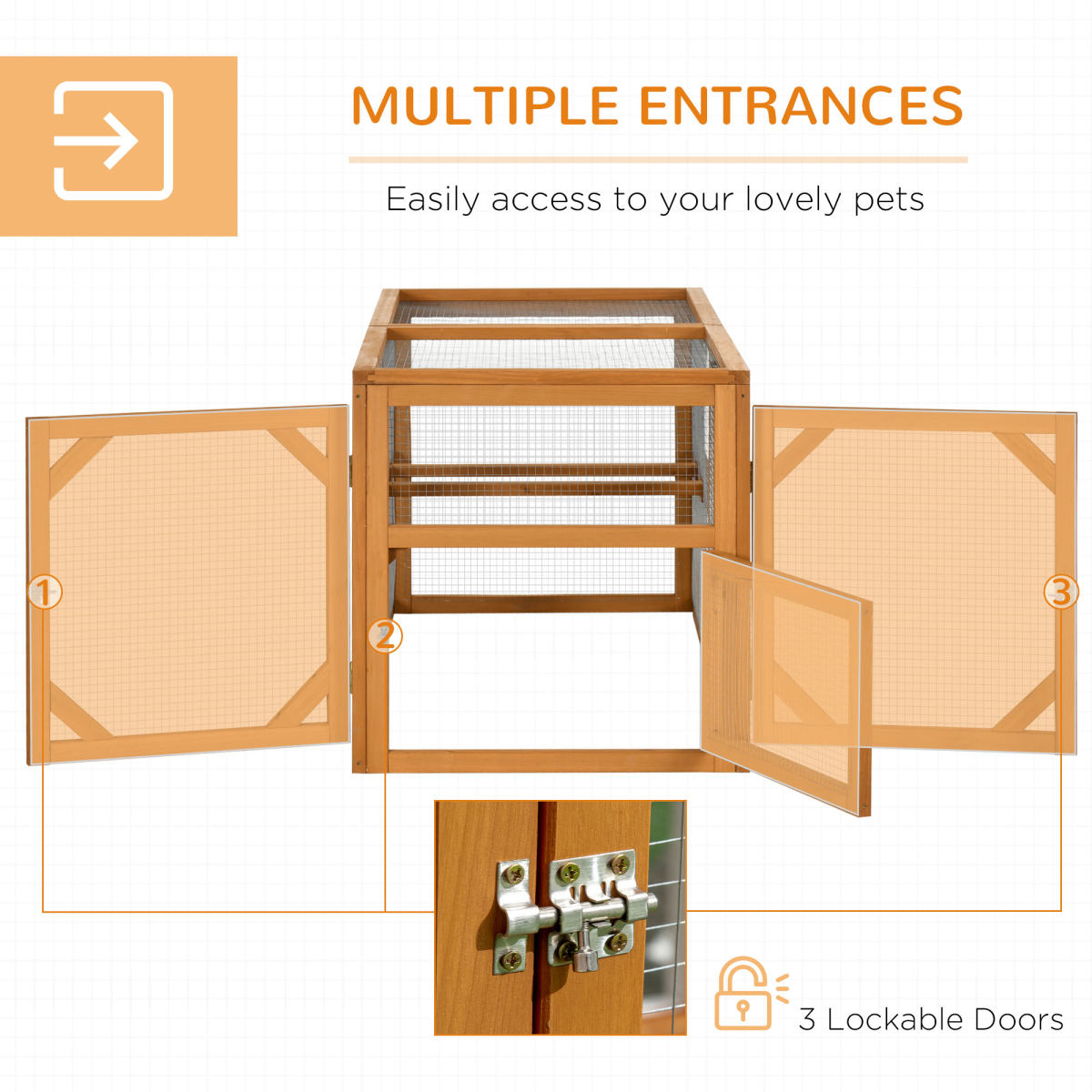 PawHut Wooden Chicken Coop with Perches and Lockable Doors for 2-4 Chickens