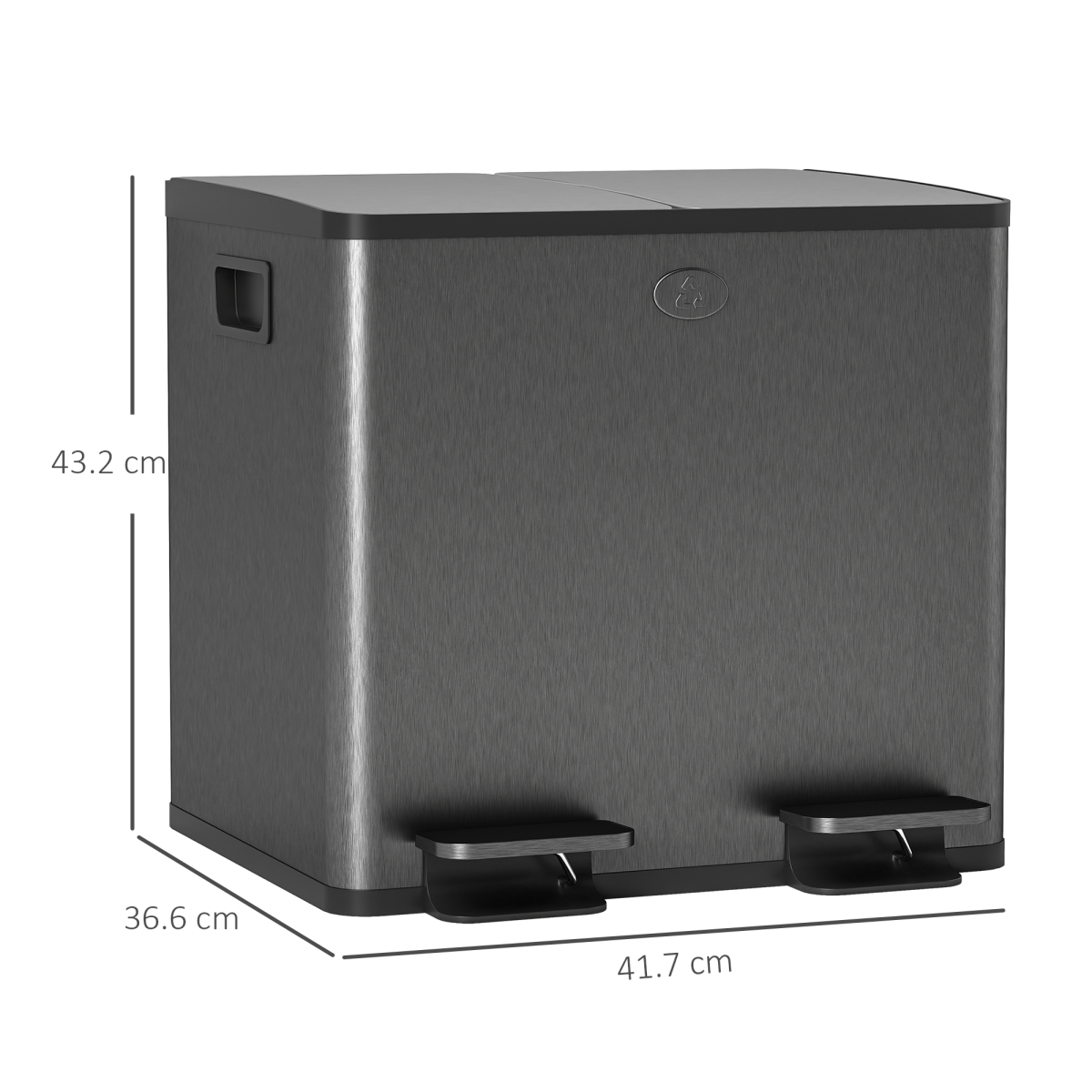 HOMCOM 2 x 15L Dual Kitchen Recycling Pedal Bin, Black