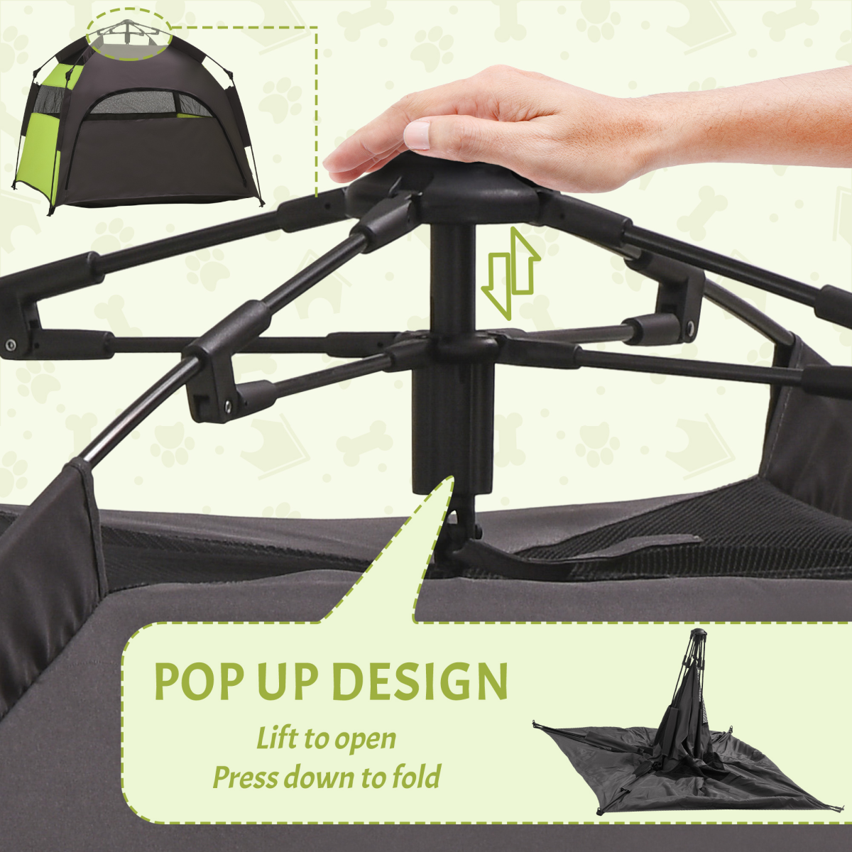 PawHut Foldable Waterproof Pet Tent with Mesh Windows & Carry Bag