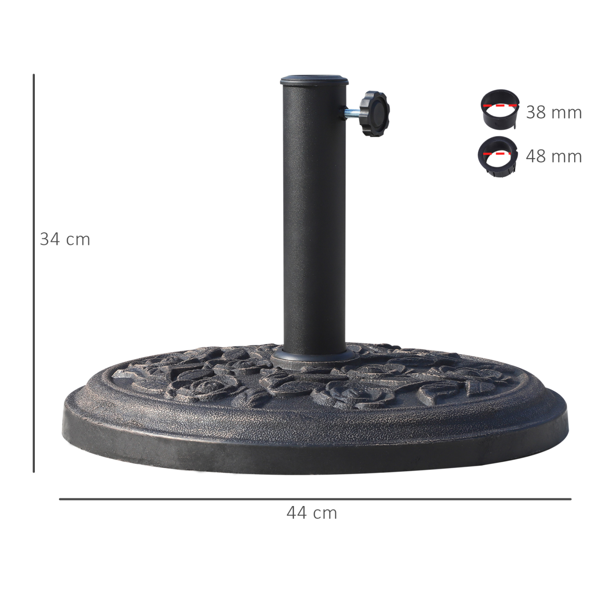 Outsunny Bronze Tone Resin Patio Umbrella Base, 12kg, Rust-Resistant