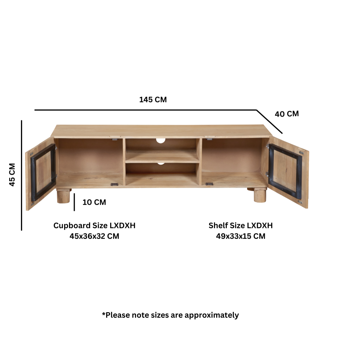 Austin Solid Wood Tv Cabinet