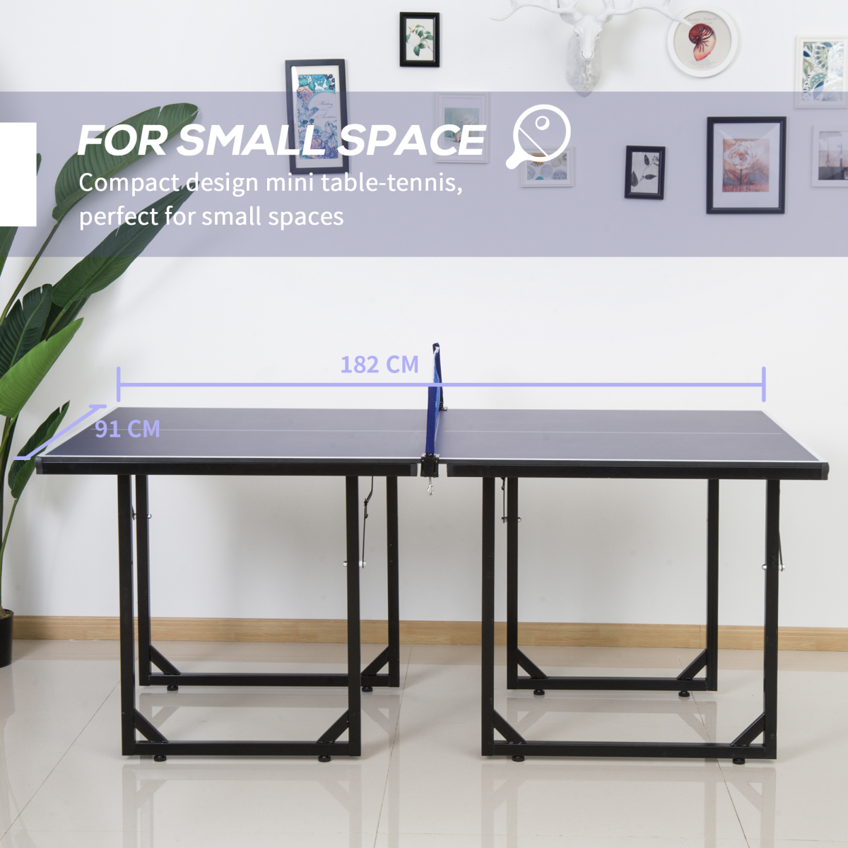 Foldable Ping Pong Table with Net, 183cm Indoor Tennis Table, Blue