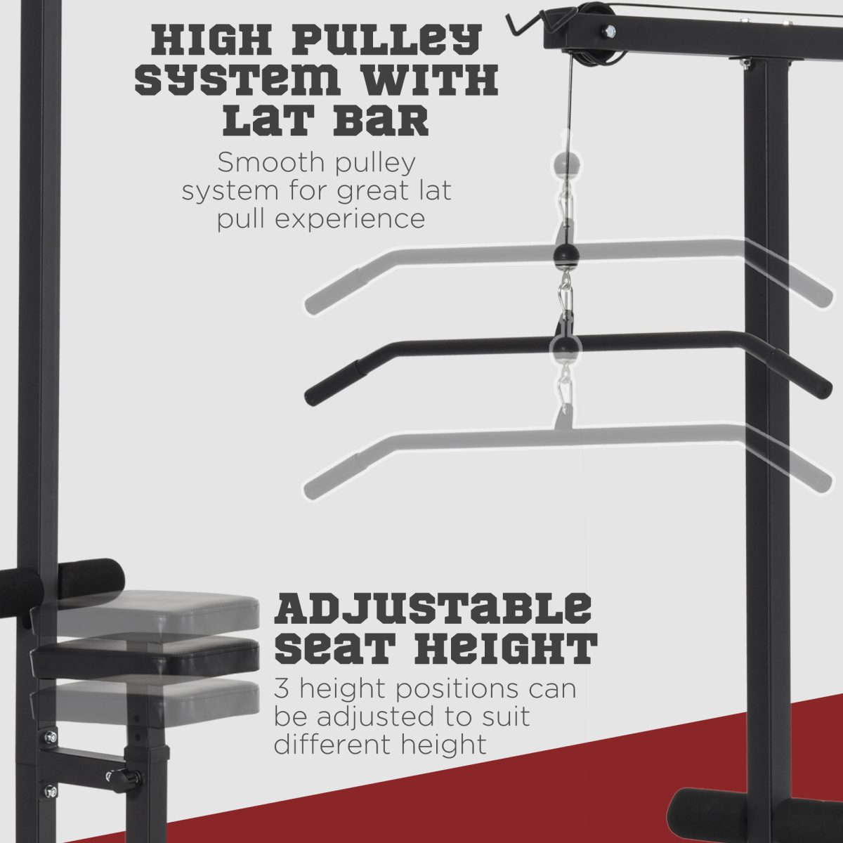 Adjustable Seat Power Tower Lat Pulldown Machine with Cables